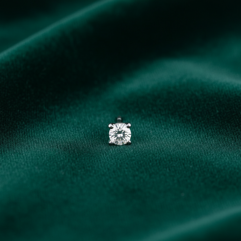 Orecchini oro bianco 18 kt. con diamanti naturali da 0.06 punto luce donna regalo