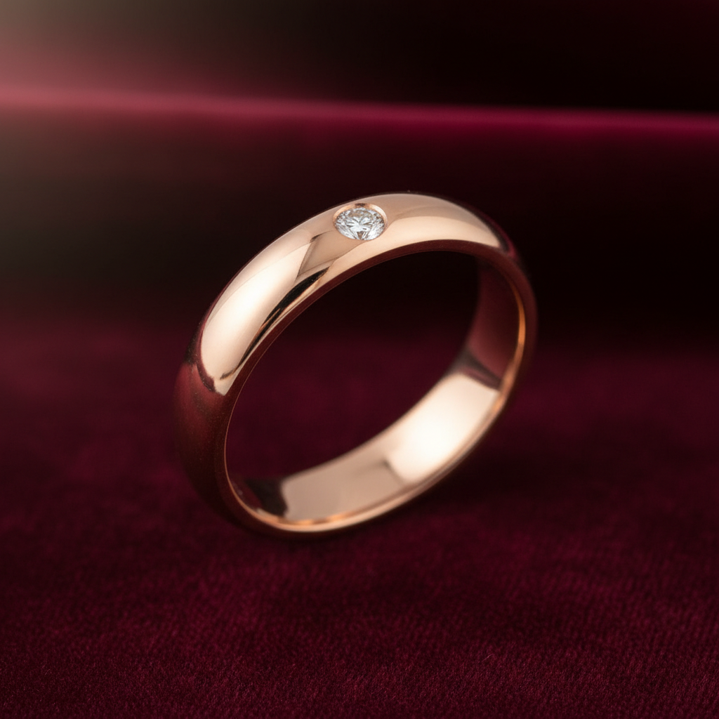 Diana Fede Oro Rosa 18 kt. 750/°° Diamante Naturale Ct. 0.3/ 0..5