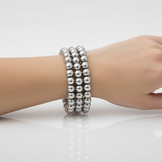 Bracciale Argento 925 Sfere 8mm Gr. 20 regalo donna ragazza promo