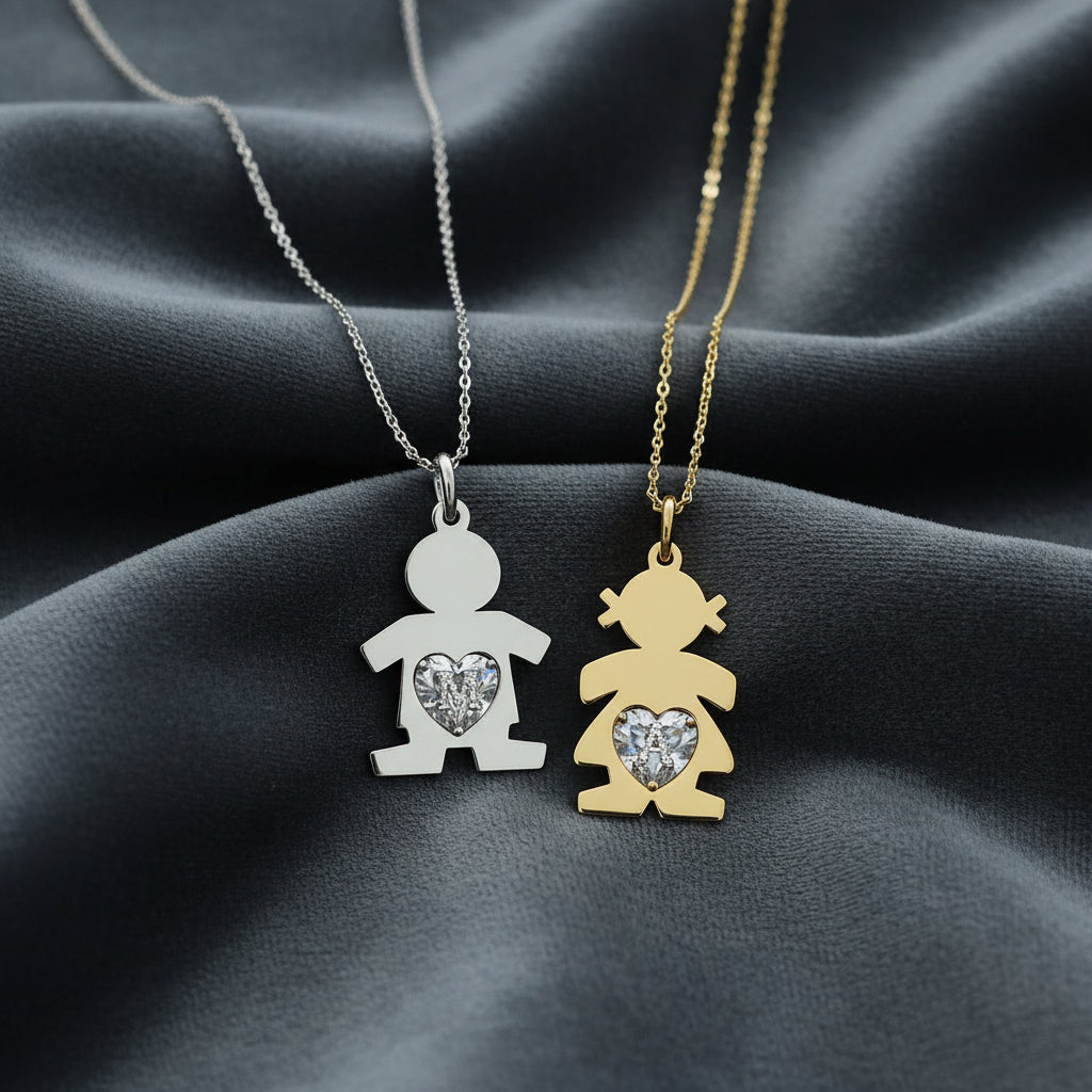 Bambolina Collana con lettera Argento 925 regalo donna