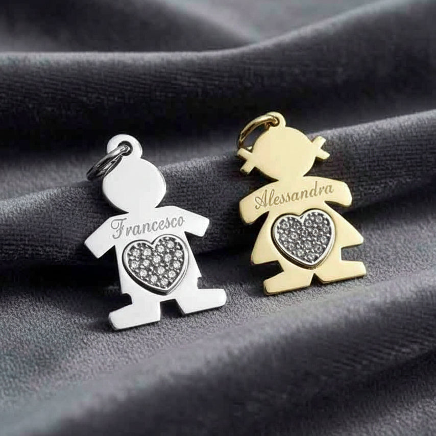 Bambolina Collana con Cuore e Nome Argento 925 regalo donna