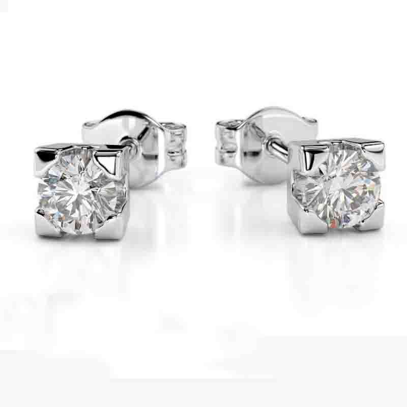 Orecchini oro bianco 18 kt. con diamante naturale Ct. 0.30 promo donna