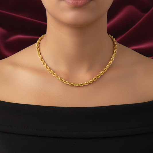 Collana a Fune in Oro Giallo 18kt - Lavorazione a Torchon Art MiD