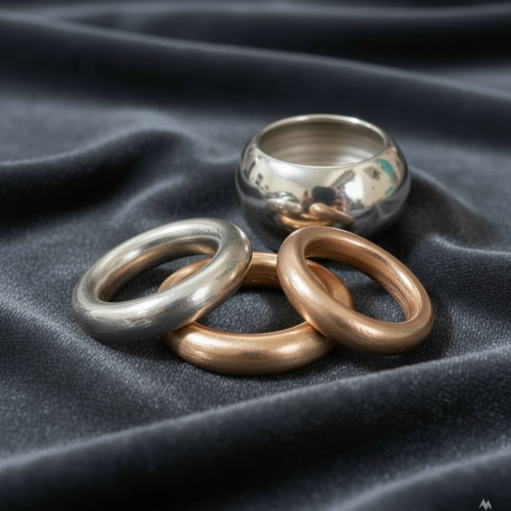 Anello fedone in argento 925 finitura lucida a specchio uniforme artigianale