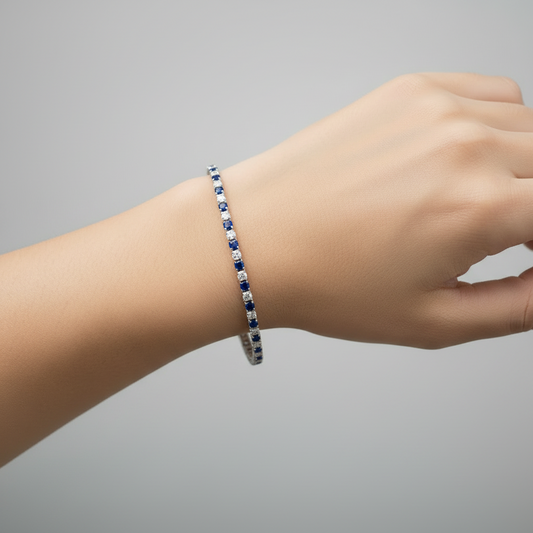 Dettaglio chiusura e spessore 3mm bracciale tennis argento sterling 925 ArtMID