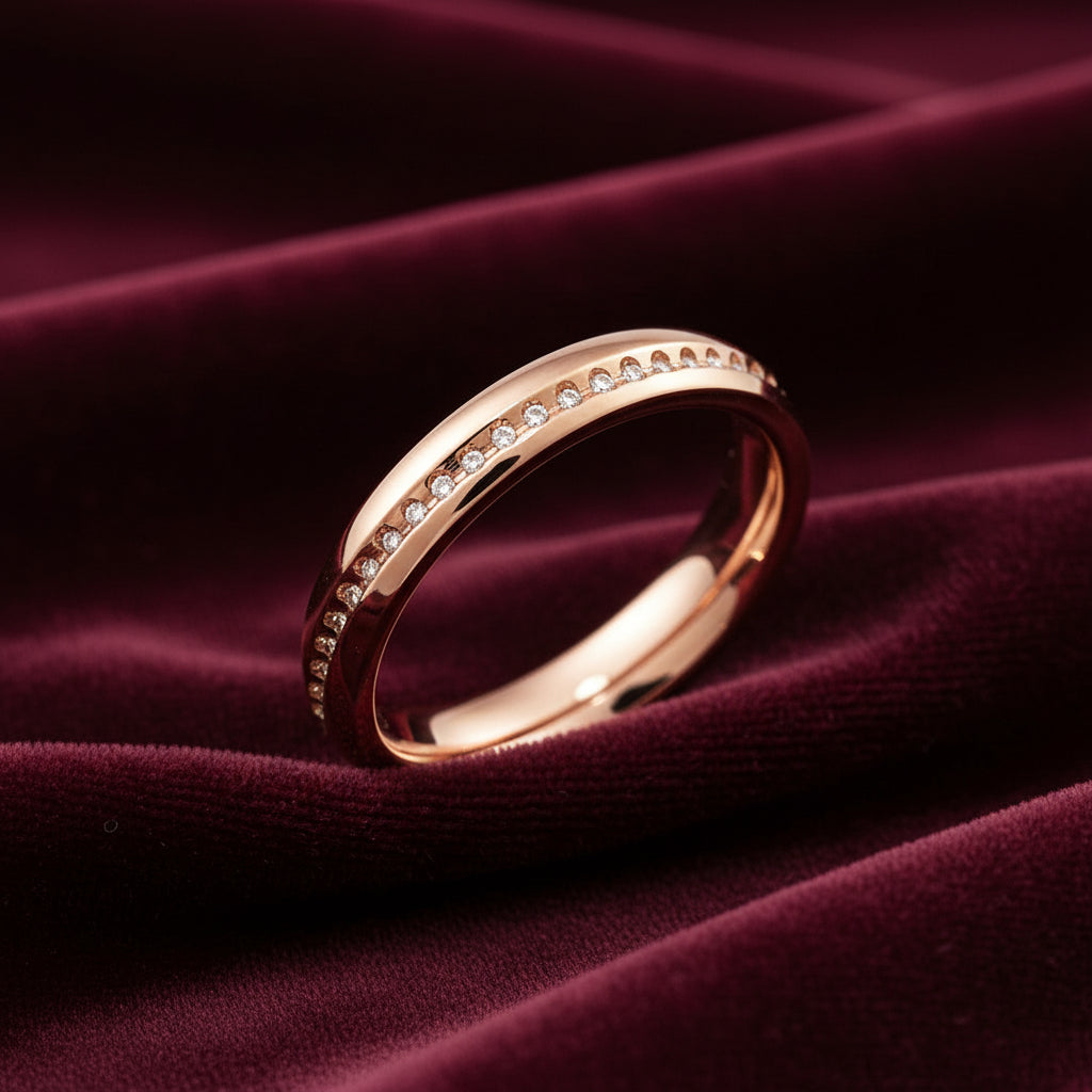 Fede Nuziale Oro e Diamanti LG 0.20 ct - Linea Infinito - Art MID Gioielli - Made in Italy