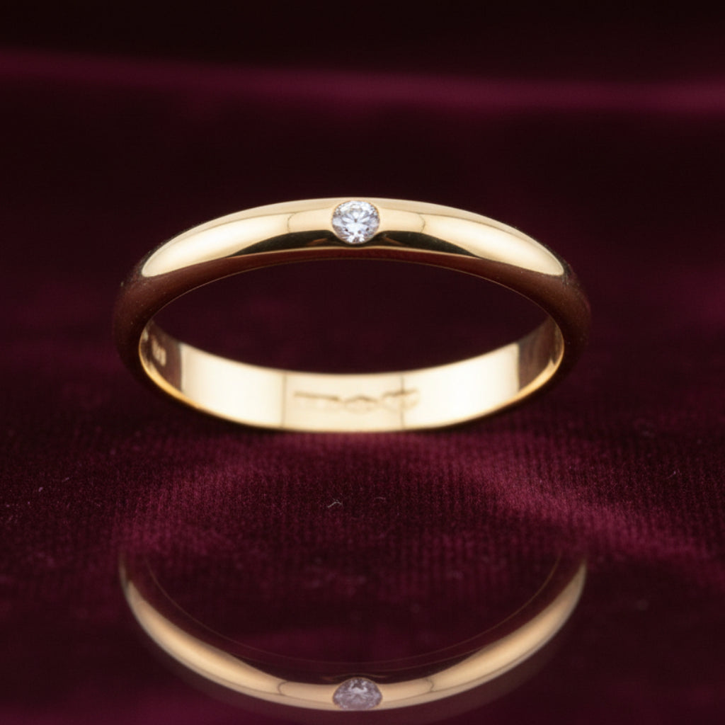 Fede nuziale ArtMID in oro giallo 18kt con diamante naturale 0.03 carati peso 4 grammi