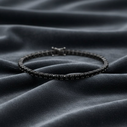 Bracciale Argento Sterling 925 Tennis con zirconi taglio brillante Black uomo donna