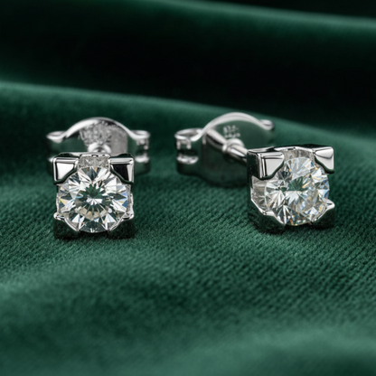 Orecchini oro bianco 18 kt. con diamanti naturali da 0.06 punto luce donna regalo