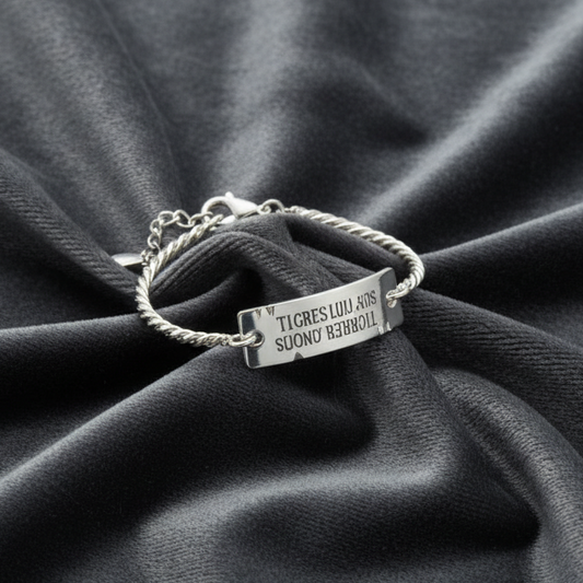 Bracciale Argento 925 manetta intreccio incisione famiglia personalizzato regalo