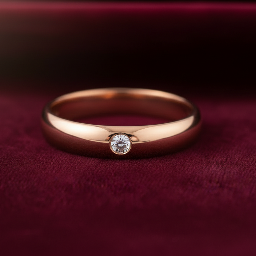 Diana Fede Oro Rosa 18 kt. 750/°° Diamante Naturale Ct. 0.3/ 0..5