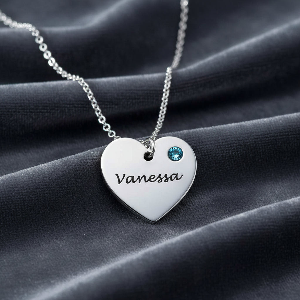 Collana Cuore con zirconia Personalizzata argento 925 rodiato gioielli donna