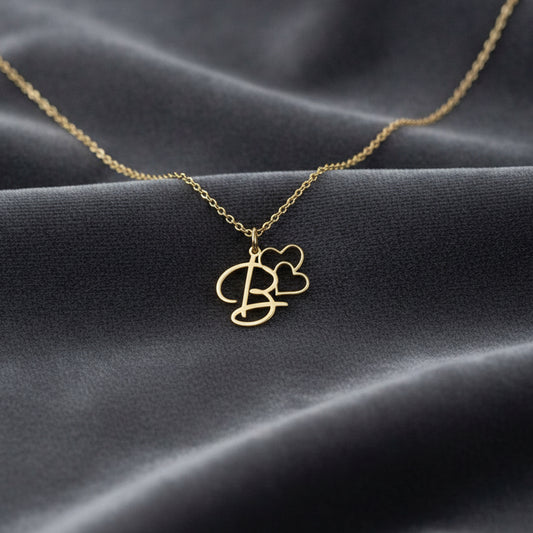 Collana con nome Argento 925 con lettera doppio cuore donna gioielli