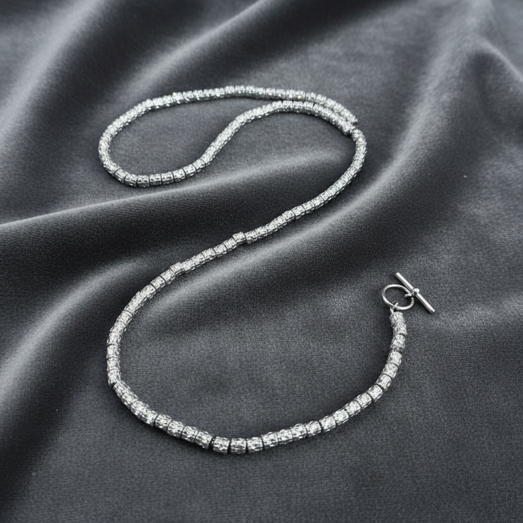 Collana Argento 925 stile Dodo pepite granelli  uomo donna