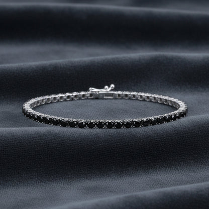 Bracciale Argento Sterling 925 Tennis con zirconi taglio brillante uomo donna Black