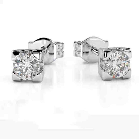 Orecchini oro bianco 18 kt. con diamante naturale Ct. 0.30 promo donna