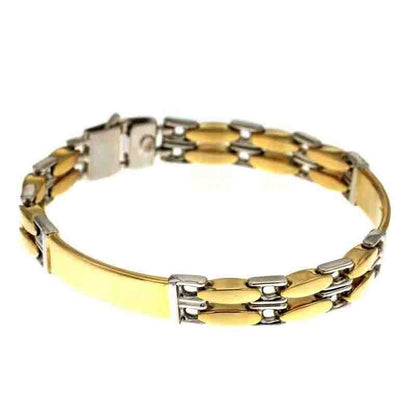 Bracciale in Oro Bicolore 18kt con Piastra Piena – Art MID Gioielli