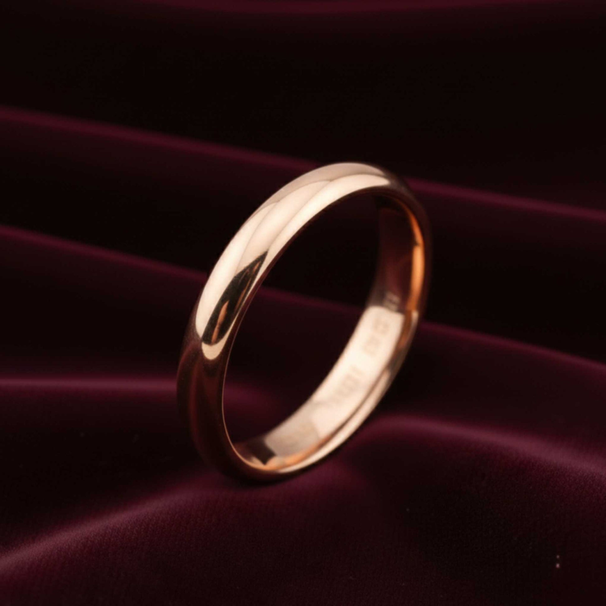 Fede nuziale classica da 3 grammi, finitura lucida oro rosa