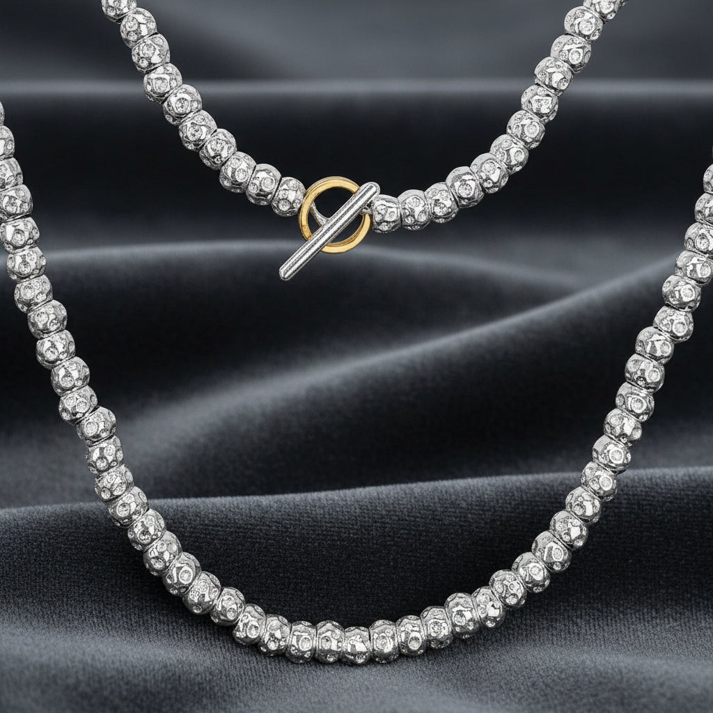 Collana Pepite Granelli in Argento 925 Stile Dodo - Art MID Gioielli
