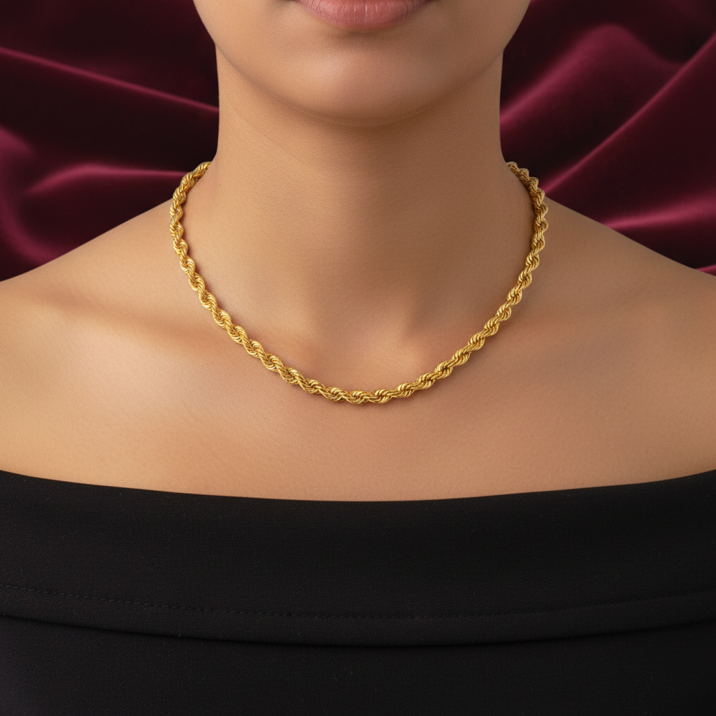 Collana a Fune in Oro Giallo 18kt - Lavorazione a Torchon Art MiD
