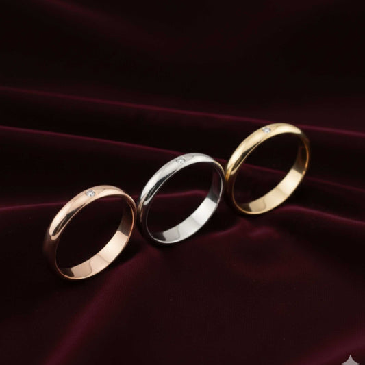 Fede classica fascia larga oro 18kt con diamante naturale brillante 0.03 carati