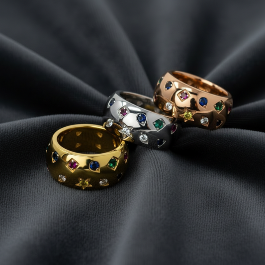 Anello Fedone Fascione in Argento 925 con Zirconi – Fatto a Mano (Tre Misure)