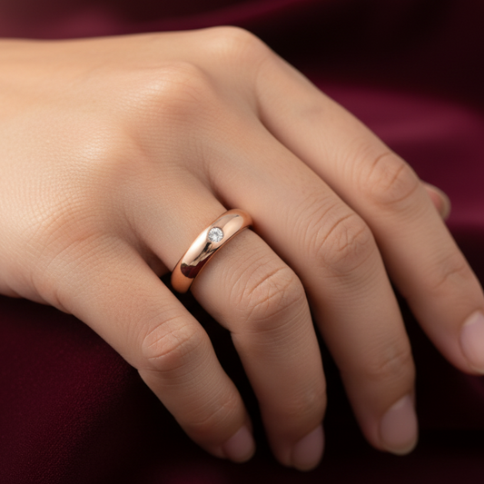 anello fede oro giallo con dimante art mid gioielli