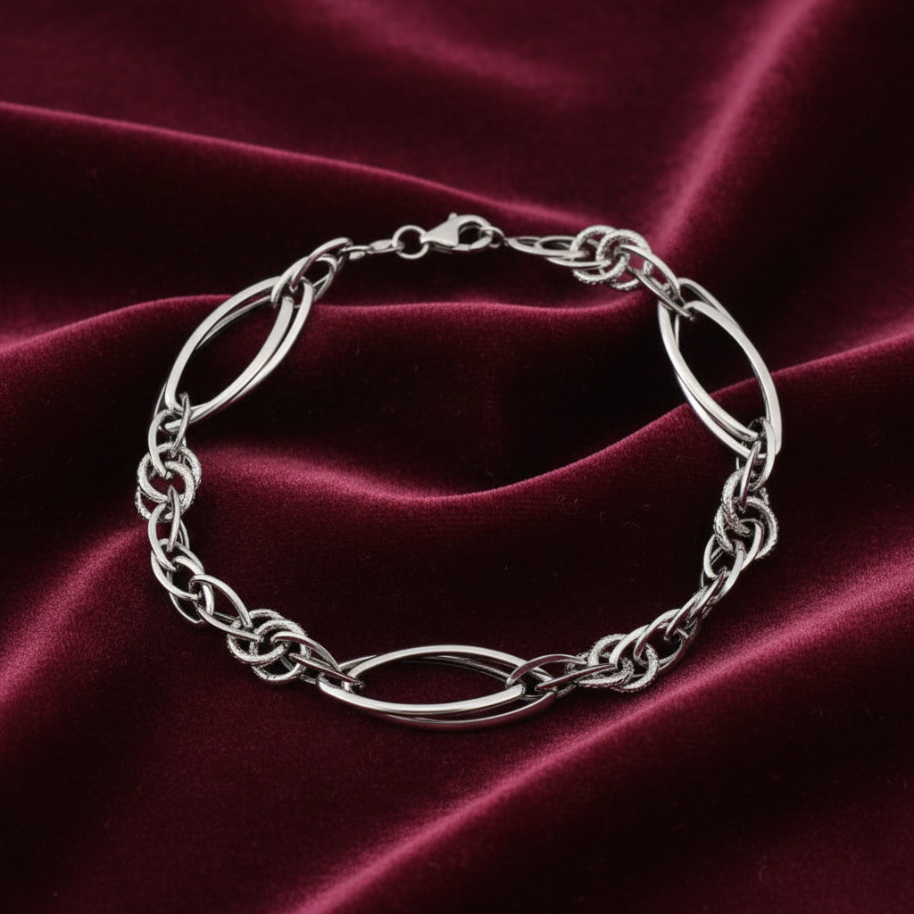 Bracciale a catena in oro bianco 18kt Art MID Gioielli.