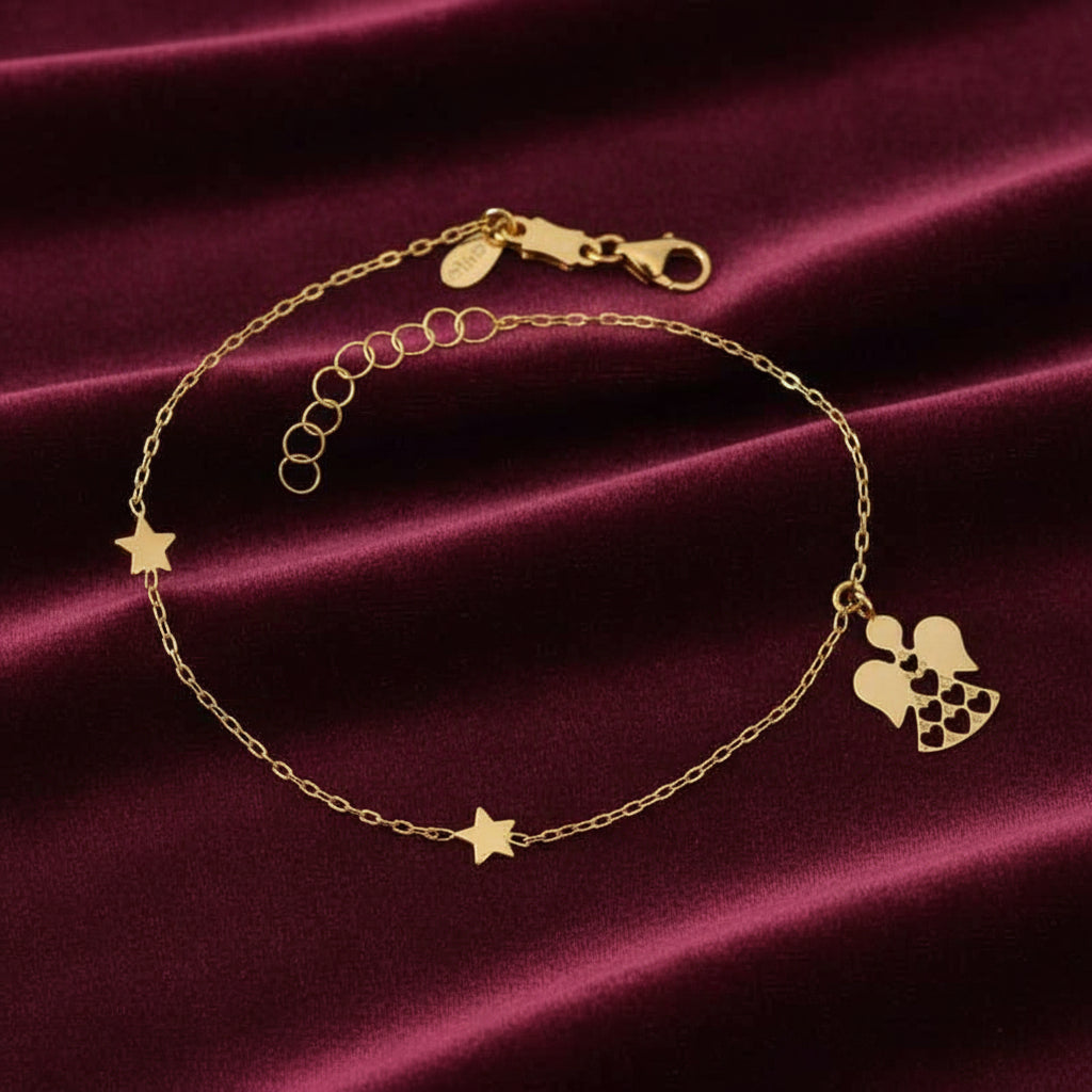Bracciale in oro giallo 18kt con pendente angelo Art MID Gioielli.