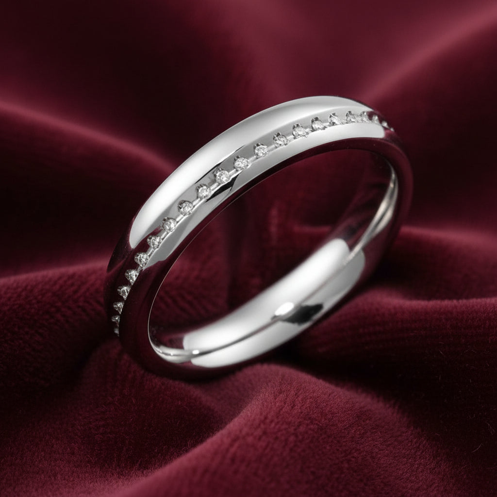 Fede Nuziale Oro e Diamanti LG 0.20 ct - Linea Infinito - Art MID Gioielli - Made in Italy