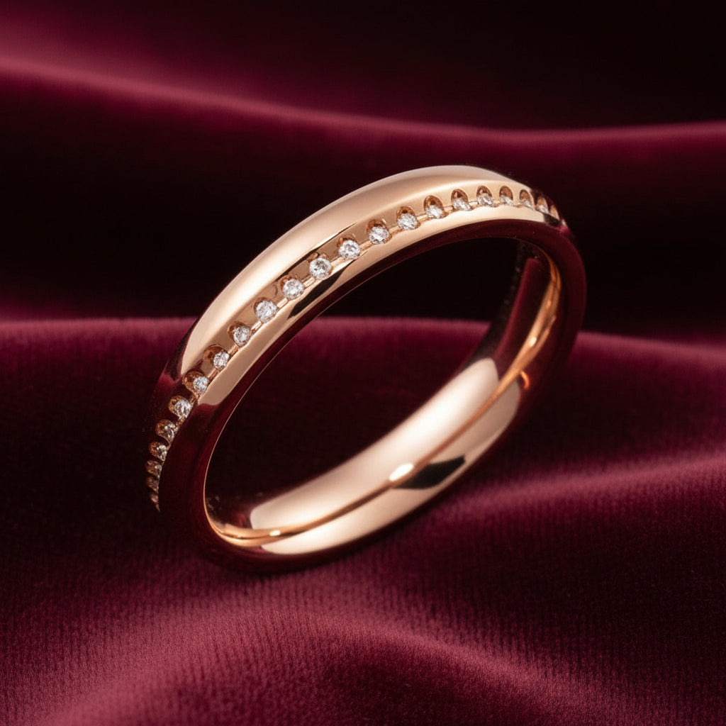 Fede Nuziale Oro e Diamanti LG 0.20 ct - Linea Infinito - Art MID Gioielli - Made in Italy