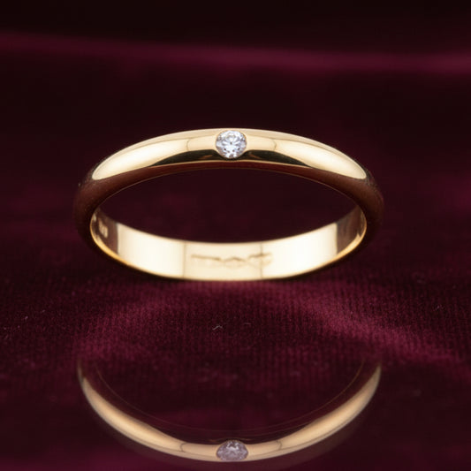 Fede nuziale ArtMID in oro giallo 18kt con diamante naturale 0.03 carati peso 4 grammi