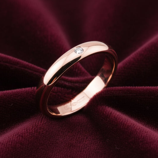 Fede nuziale ArtMID in oro rosa 18kt con diamante naturale 0.05 carati peso 5 grammi.