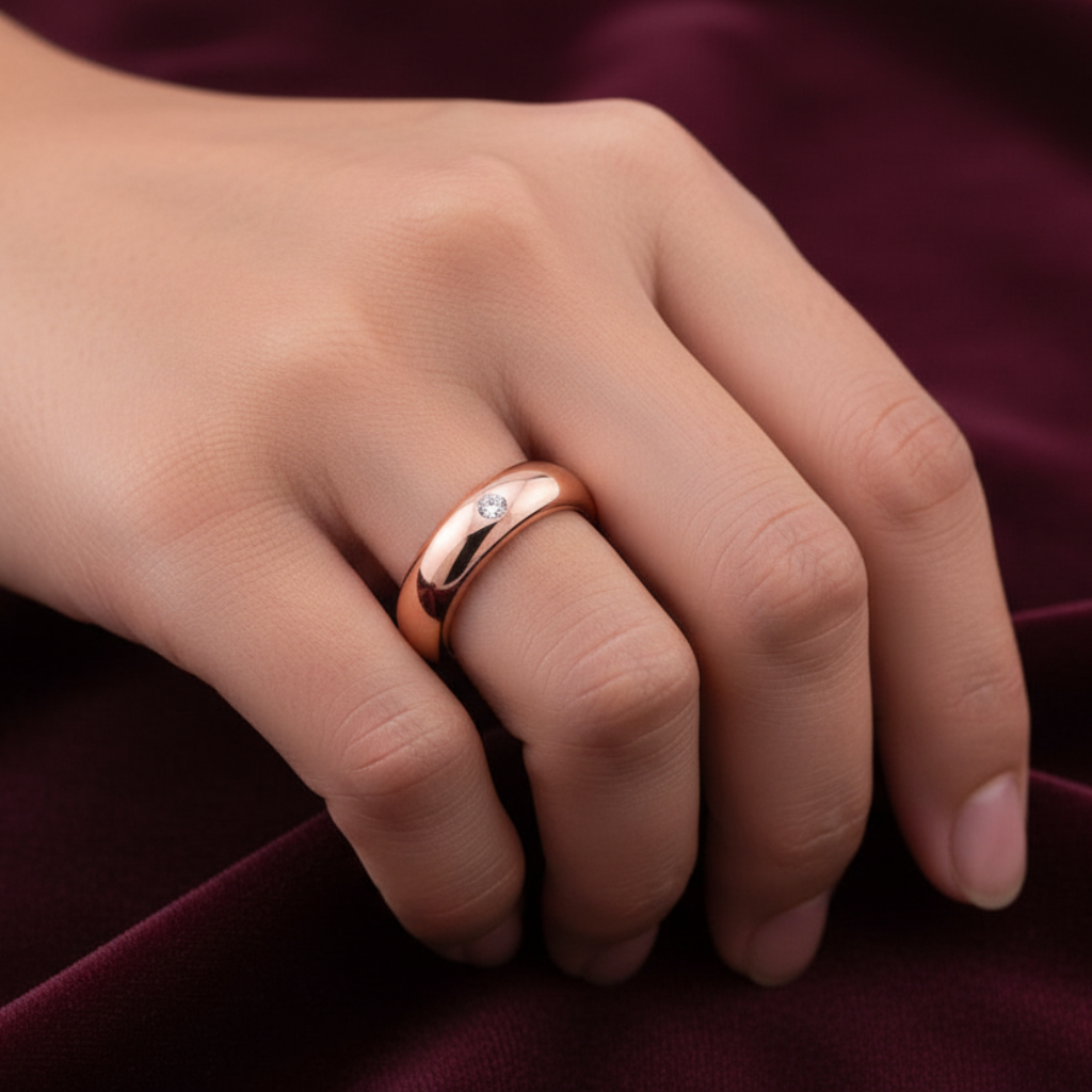 Fede Nuziale Oro 18kt con Diamante 0.05ct - 7g - Spessore 5mm | Art MiD