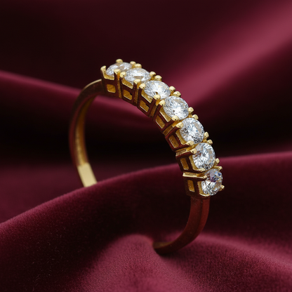 Anello veretta a 7 pietre in oro giallo 18kt Art MID Gioielli.