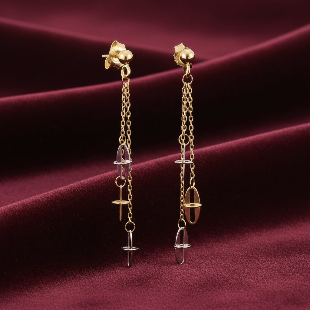 Orecchini pendenti bicolore in oro giallo e bianco 18kt Art MID Gioielli.