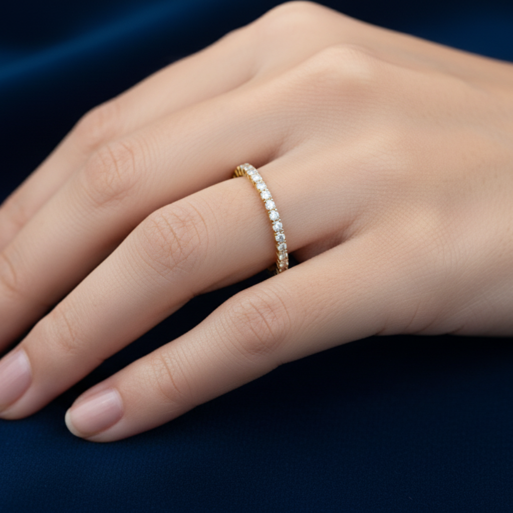 Anello veretta eternity in oro giallo 18kt con giro completo di diamanti naturali 0.28 carati ArtMID Gioielli